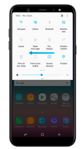 Plus d'options du panneau de notification