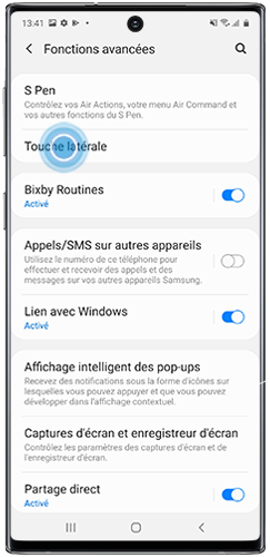 Personnalisez les touches de votre Note10