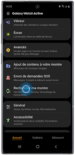 Localiser votre montre connectée avec l’application Wearable sur votre Note10