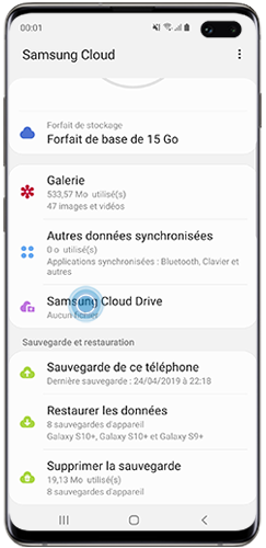 Appuyer sur Samsung Cloud drive