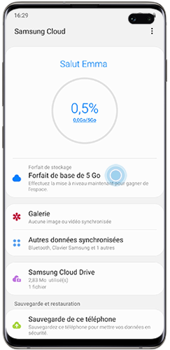 Image décrivant comment augmenter la capacité de stockage de Samsung Cloud
