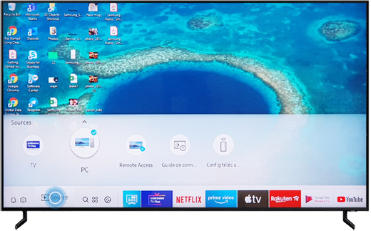Bureau du PC visible sur la TV