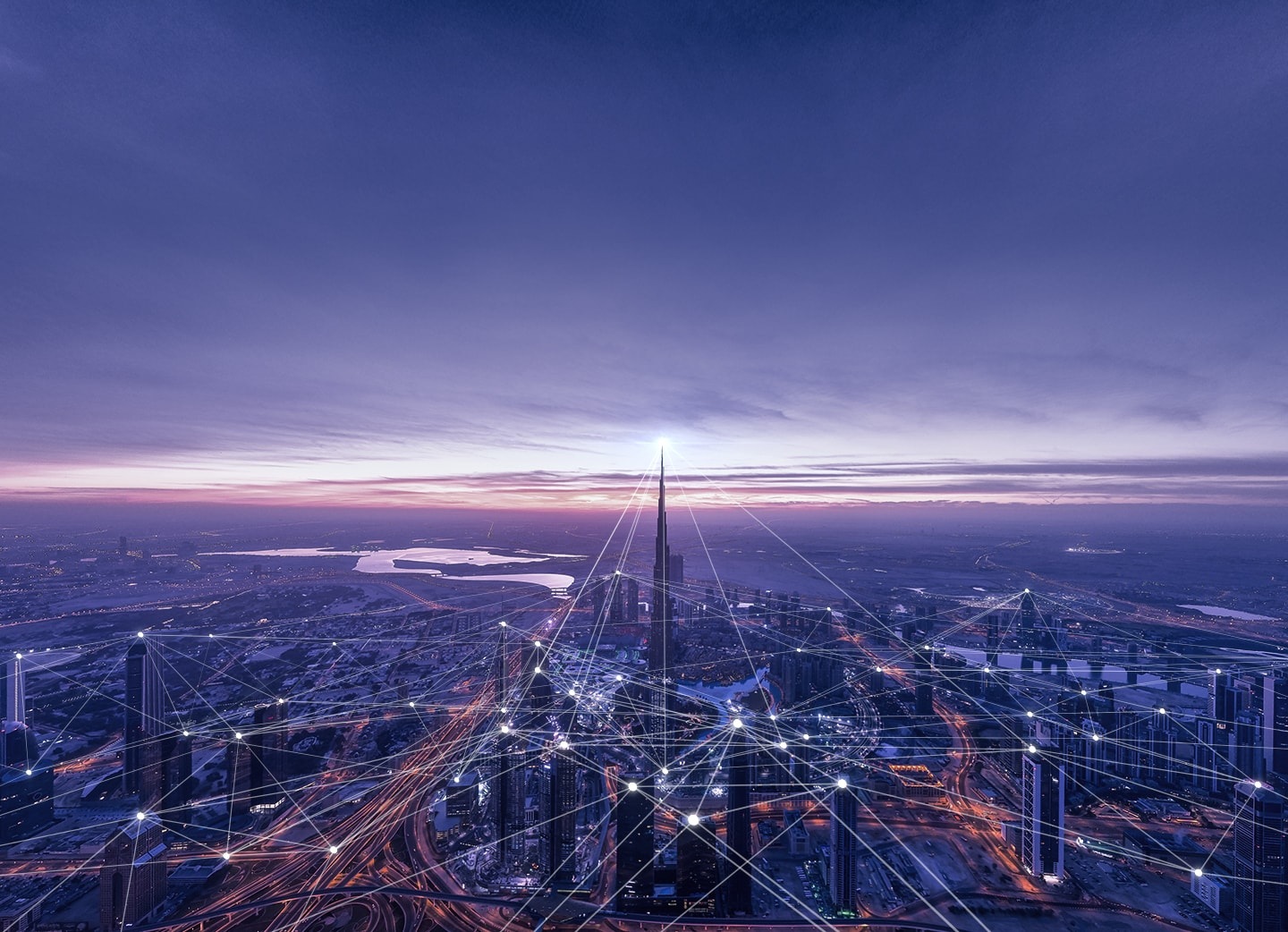 An illustrative image of the city connected with 5G.