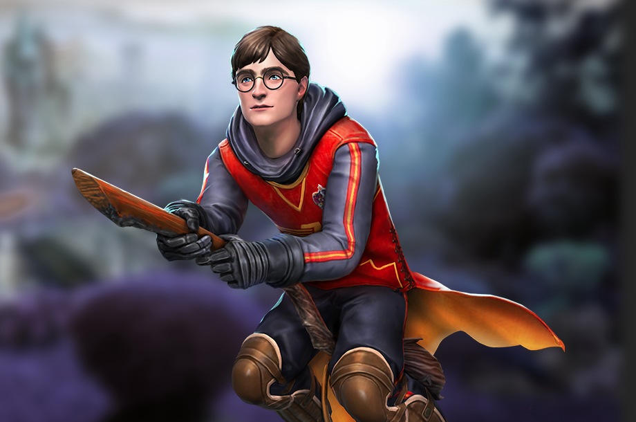 Harry Potter riding his broomstick