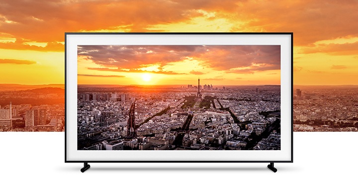 O Quadro mostra a obra de Serge Ramelli intitulada “O telhado de Paris” usando o Modo Arte da Samsung.