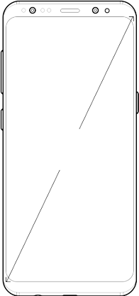 Ilustración de Galaxy S8 mostrando las dimensiones de la pantalla