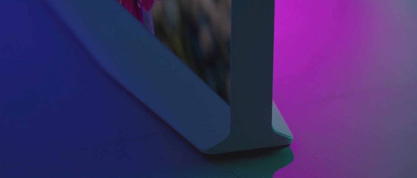 Introducing QLED 100% Color Volume and HDR 10+ on The Serif. The Serif’s background changes, showing different I shapes in vivid color to show QLED technology’s 100% color volume. The screen then changes to show different I shapes in incredible detail and high resolution to show HDR 10+ by QLED technology.