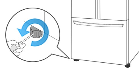 Es wird angezeigt, wo sich der Einstellhebel deines Samsung French-Door Kühlschranks befindet.