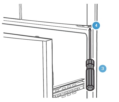 Verwende zur Einstellung der Tührhöhe des Samsung French Door Kühlschranks einen Kreuzschlitzschraubendreher.