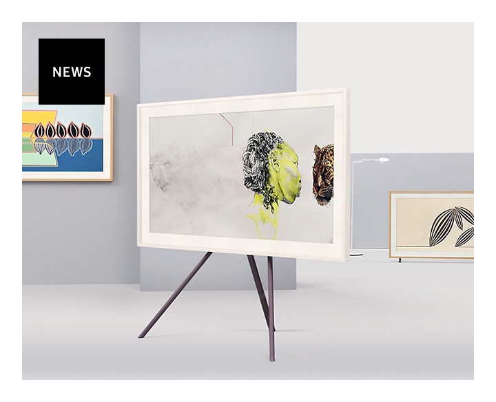 The Frame 2018 on the studio stand, displaying various artworks on the screen
