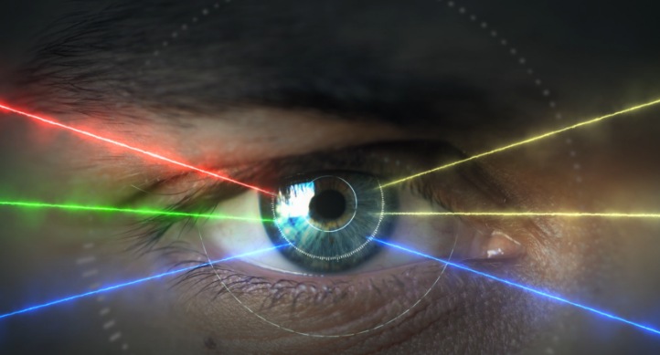 An eye of a person with CVD seeing a very little difference between red and green