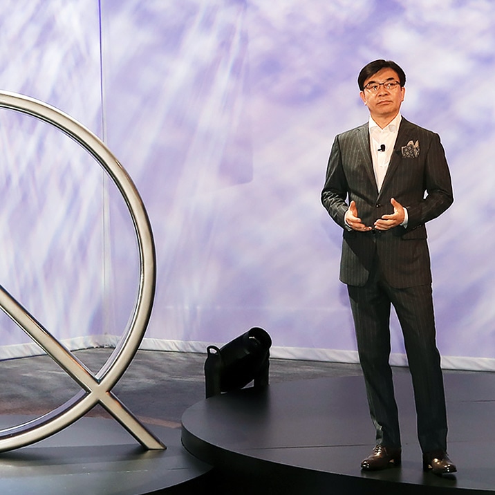 Hyun Suk Kim, President of the Visual Display Business at Samsung Electronics having his opening speech at CES 2017