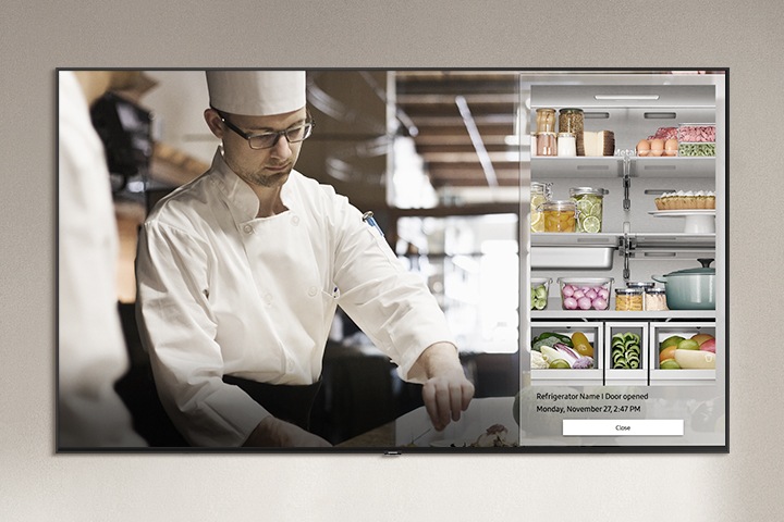The image is showing a man who is cooking and the inside of fridge.