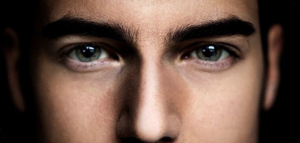 Circles around eyes of a person showing iris scanning