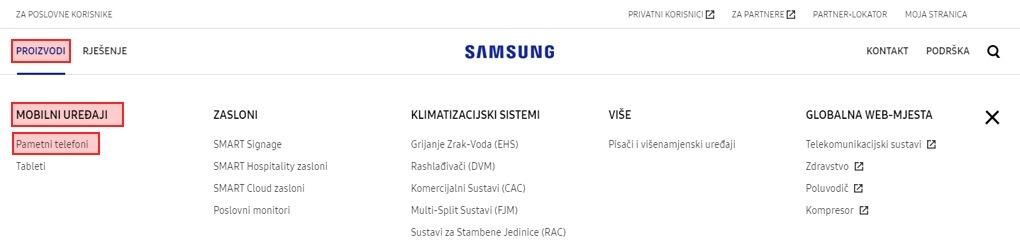 Kako pronaći podizbornike na našoj traci za globalnu navigaciju