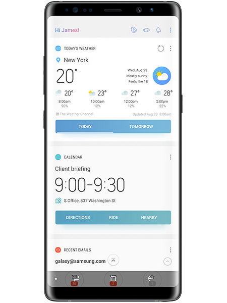 Hello Bixby on screen on the Galaxy Note8