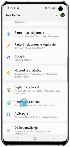 U Postavkama dodirnite Održavanje uređaja