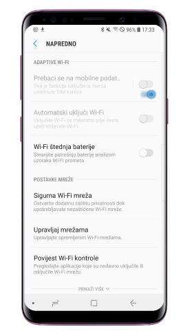 Uključite Prebaci na mobilne podatke