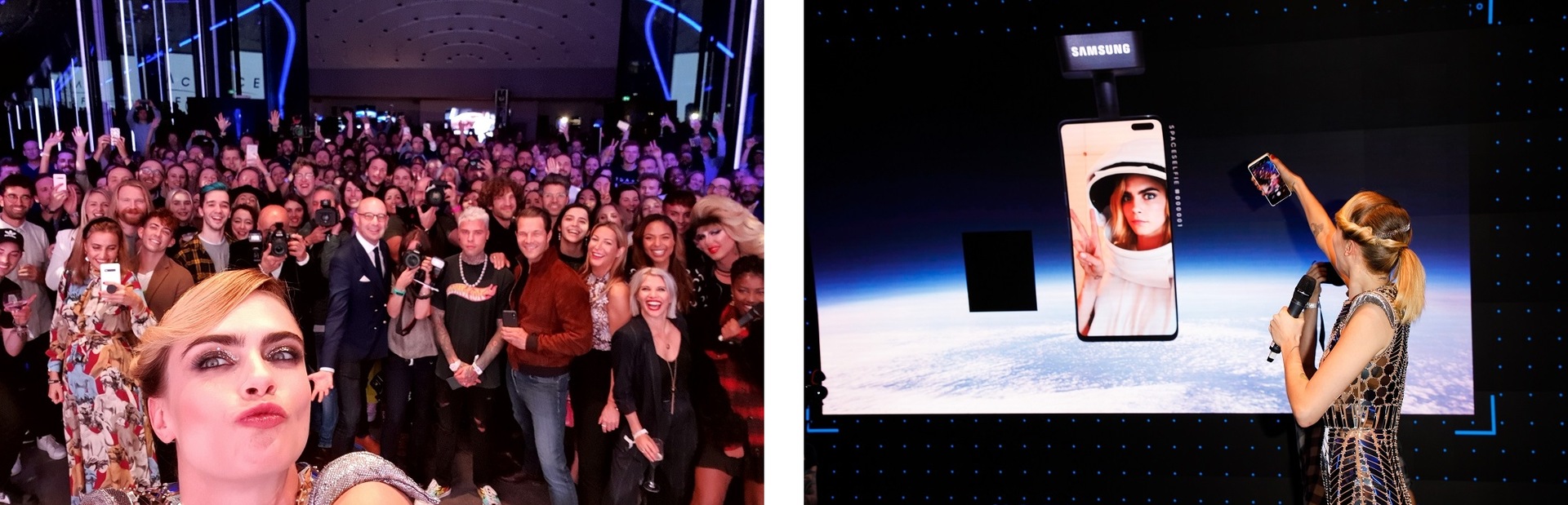 Cara Delevingne és a Samsung bemutatta a világ első űrbe küldött szelfiét Cara Delevingne és a Samsung bemutatta a világ első űrbe küldött szelfiét