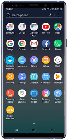 A Samsung Members alkalmazás az alkalmazások képernyőjén