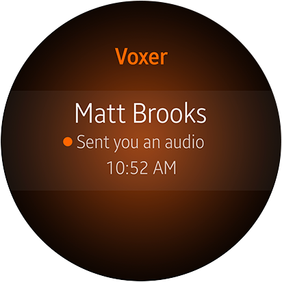 Voxer alkalmazás kezelőfelülete