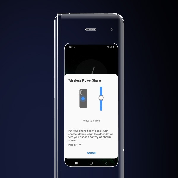 Learn how to share power with another device on the Galaxy Fold.