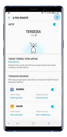 Ketuk lebih banyak di menu S Pen remote