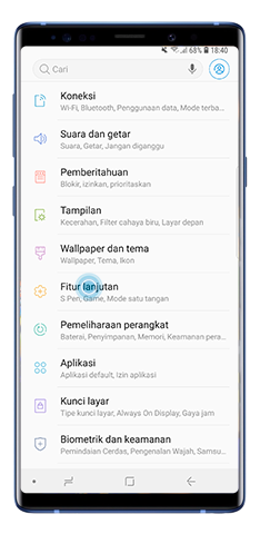 Ketuk Fitur Lanjutan dari Pengaturan