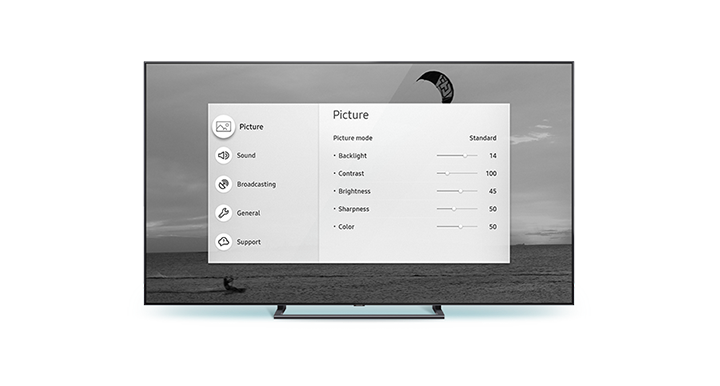 QLED TV front view Grayscale