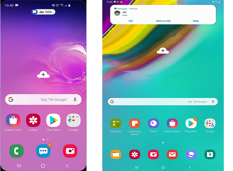 viewing message from tab and s10