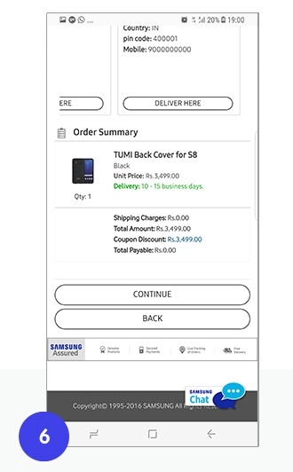 Check order summary Redeem TUMI Cover for Samsung Galaxy S8 & S8 Plus