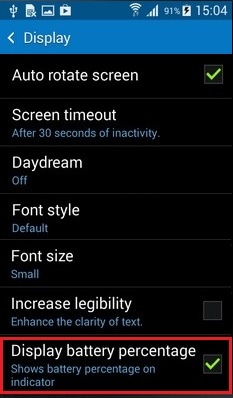 How to enable battery percentage?