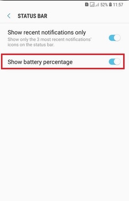 How to enable battery percentage?