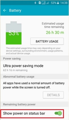 How to enable battery percentage?