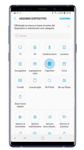 Catalogo dispositivi di SmartThings con frigoriferi