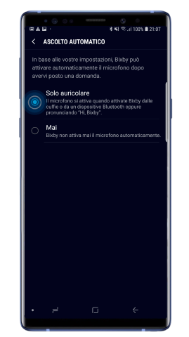 Autorizzazioni accesso al microfono di Bixby