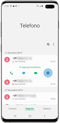 Icona Informazioni nella lista del telefono