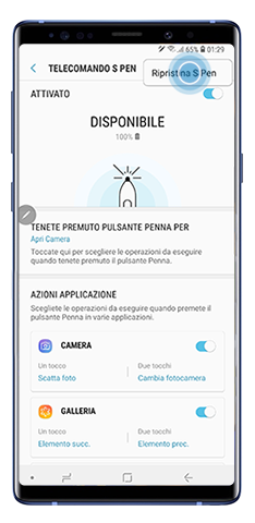 Schermata telecomando S Pen - Rispristinare S Pen