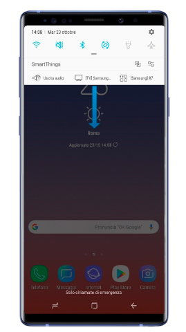Gestione di SmartThings via pannello notifiche