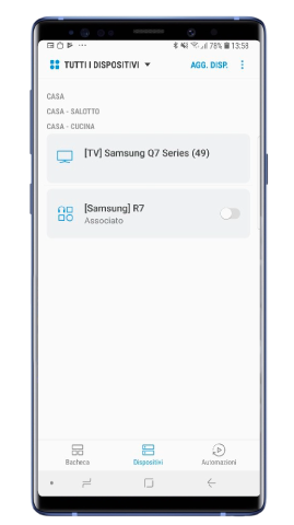 Lista dispositivi associati in SmartThings