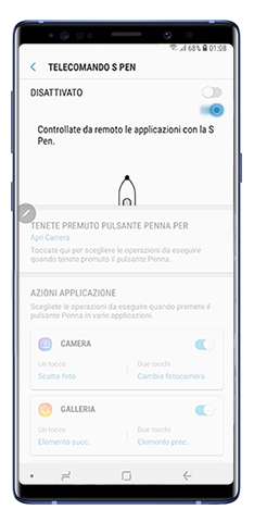 Menù Telecomando S Pen