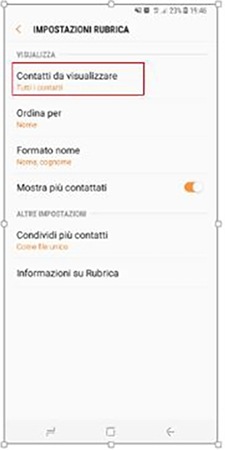 Seleziona "Contatti da Visualizzare"
