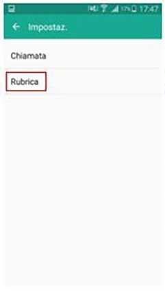Seleziona "Rubrica"