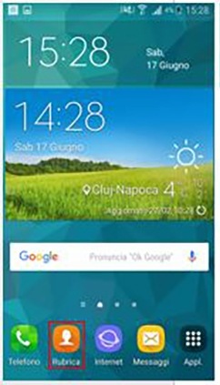 Seleziona "Rubrica" nella pagina iniziale