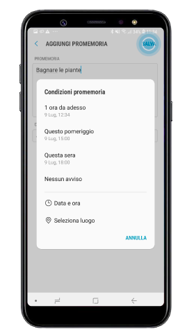 Condizioni notifiche Bixby promemoria