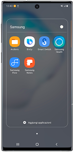 Home Note10+ con icona Samsung Health