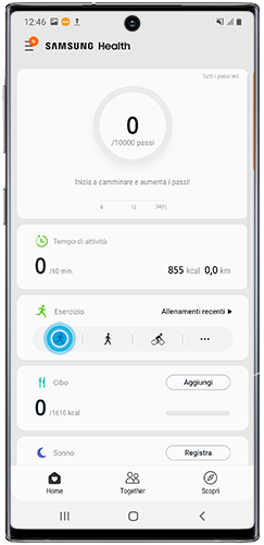 Schermata principale Samsung Health