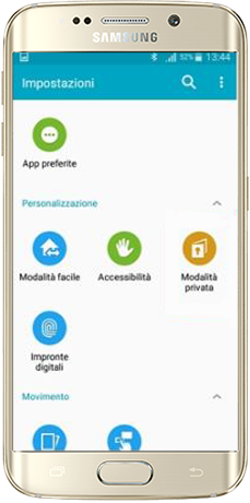 Modalità privata nelle Impostazioni rapide