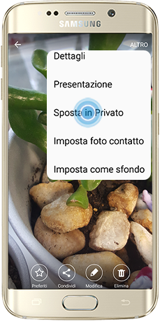 Opzione Sposta in privato in una foto della Galleria