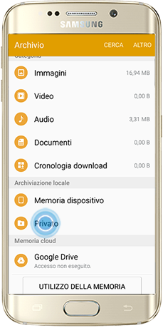 Cartella Privato nell'Archivio di Galaxy
